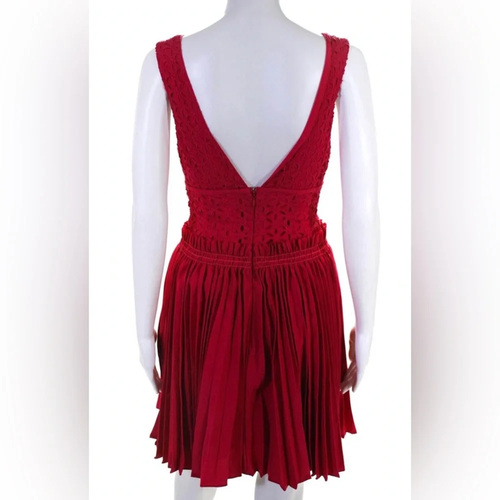 NWT Self-Portrait Fuchsia Pink Eyelet Cutout Mini Dress ~ Sz 2 - Picture 6 of 9